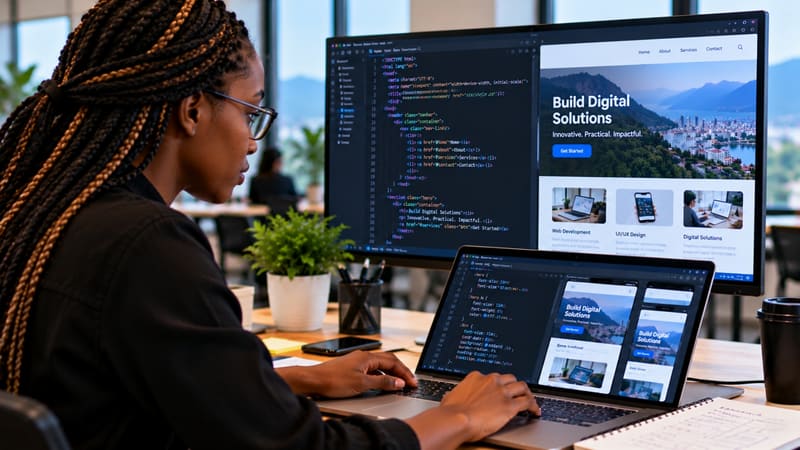 Un développeur crée un site web pendant un atelier