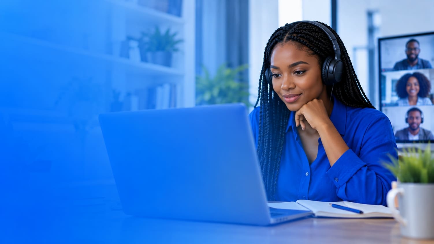 Une apprenante suit un atelier AIHub en ligne